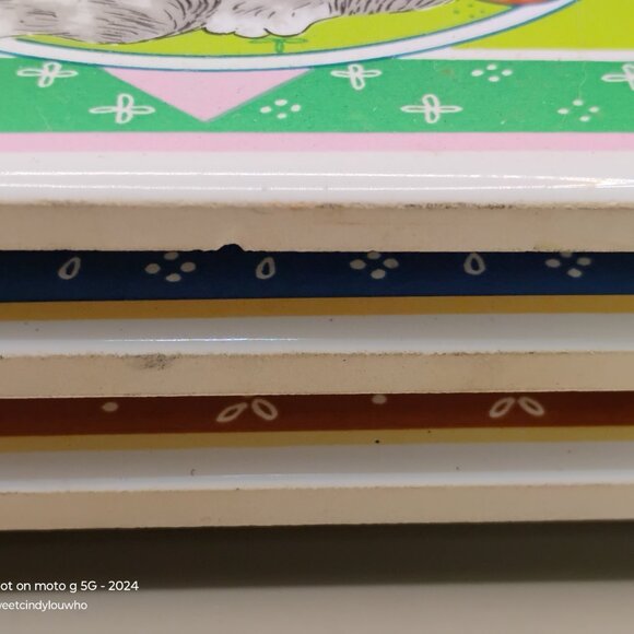 cat design Orient ceramic tiles coasters set of 3 Chadwick Miller Inc Taiwan 80s - Picture 10 of 13